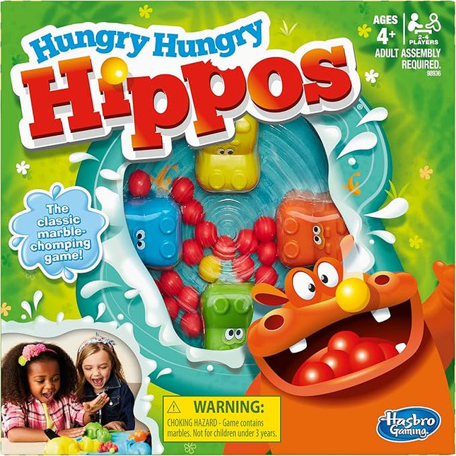 Hungry Hungry Hippos Kids Board Game, Preschool Games for 2-4 Players, Easy to Play Kids Games, Family Board Games for Kids, Kids Gifts, Ages 4 and Up