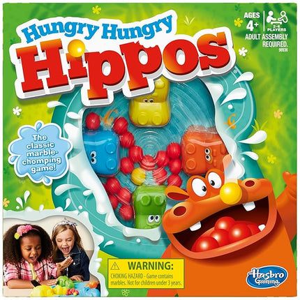 Hungry Hungry Hippos Kids Board Game, Preschool Games for 2-4 Players, Easy to Play Kids Games, Family Board Games for Kids, Kids Gifts, Ages 4 and Up