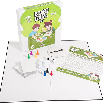 Create Your Own Board Game Set – DIY Kit with Blank Game Board, Game Pieces, Blank Cards, Dice, Spinner – Build Your Own Game for Family Board Games