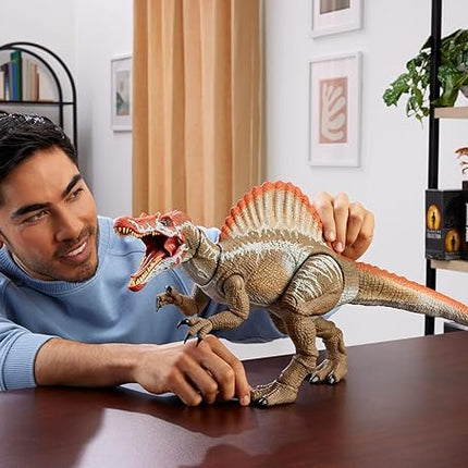 Mattel Jurassic World Hammond Collection Action Figure, Jurassic Park 3 Spinosaurus, Extra Large Carnivore Dinosaur Toy, Posable Tongue & Wired Tail