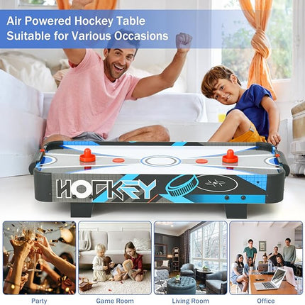 Table Top Air Hockey Table for Kids, 32” Mini Tabletop Air Hockey Game w/Electric Motor Fan, 2 Pushers and 2 Air Hockey Pucks, Great for Playing on The Floor, Tabletop