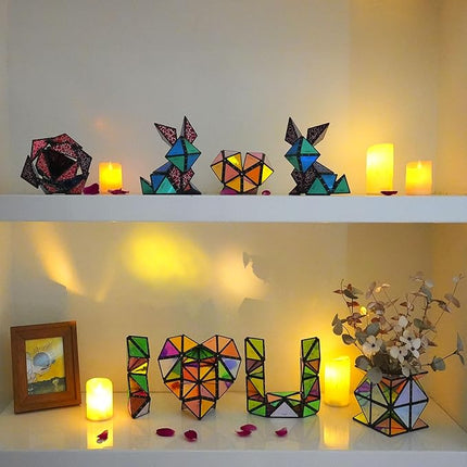 TOSY Magnet Pyramid Stone - 1 Cube Transforms into 1 Billion Shapes, 12 Pieces, 243 Rare Earth Magnets, Holographic Design Magnet Tiles Creative Puzzle STEM/STEAM Toy, 3-Pack