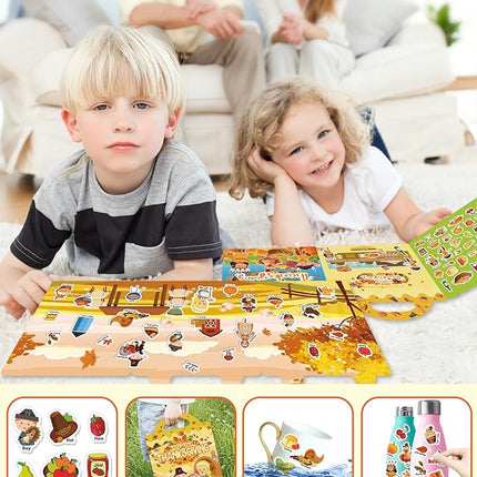 Reusable Sticker Book for Toddlers 2-4 Years, Stickers for Kids, Toddler Sticker Book Ages 1-3, Toddler Craft Activities, Toddlers Travel Toys Ages 2+ Boy Girl Birthday Gifts - Thanksgiving