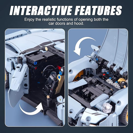 HIGH GODO Technic Car Building Blocks Set for Adults, 1465 Pieces 1:14 Super Sports Car Model Building Kits, Racing Car Collectible Gifts for Men Teenagers Boys Aged 12+