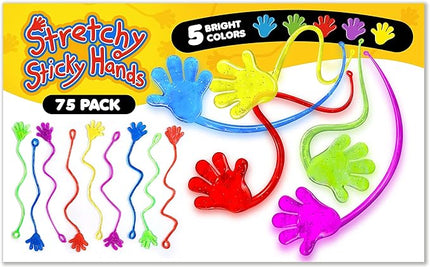 75 Pcs Bulk Sticky Hands for Kids - Slappy Slap Little Small Hands Sticky Toy - Goodie Bags Stuffers Party Favors for Birthday, Treasure Box, Hand Game 4-8, 8-12 - Easter Basket Fillers
