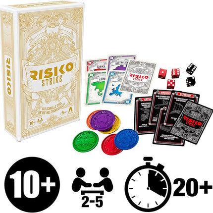 Hasbro Gaming Risk Strike Cards and Dice Game for Adults, Teens, and Kids, Quick-Playing Strategy Game, 2-5 Players, 20 Min. Average, Fun Summer Activities, Vacation Travel Essentials, Ages 10+