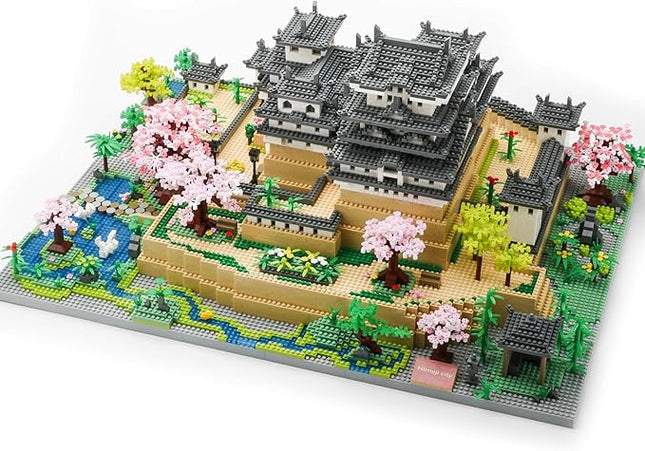 Japanese Micro Building Blocks Sets for Adults 10080 PCS Japan Himeji Castle with Cherry Blossoms Model Kit Big Architecture Landmarks Collection Kit