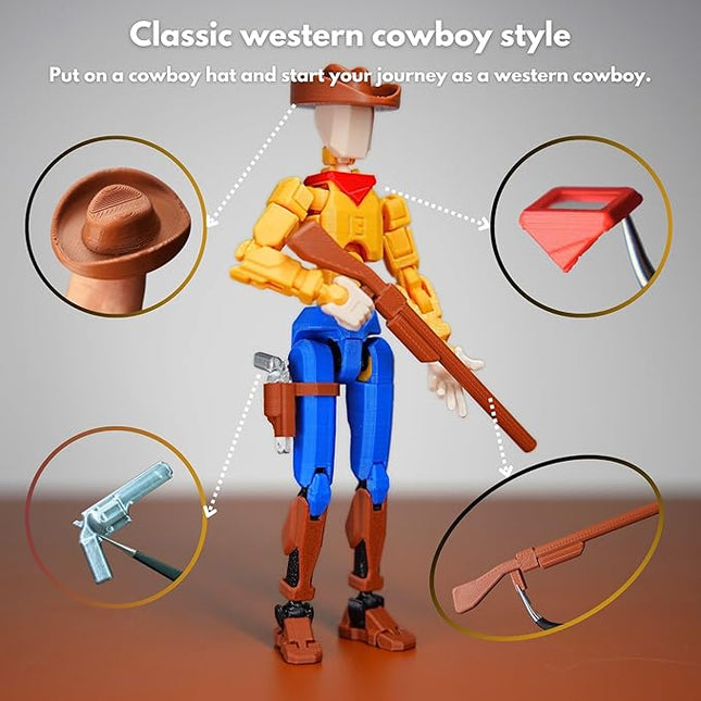 Cowboy t13 Action Figure｜Assembly Completed｜ 3D Printed Dummy 13 for Collectors｜Lucky 13 Gift for Childrens