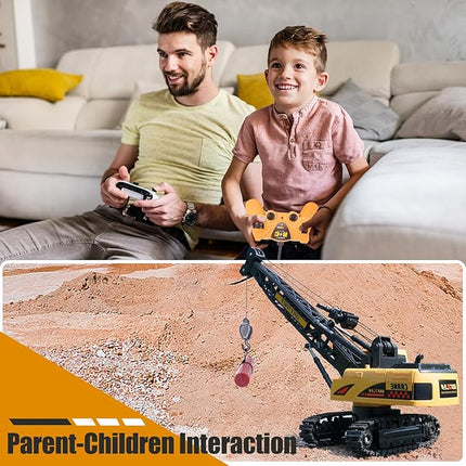 Remote Control Crane Toy, 1:14 Scale RC Construction Vehicle with Metal Hook & 2 Batteries Included - Realistic Engineering Toy Truck, for Boys Girls 3 4 5 6 7 8 Years Old