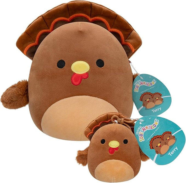 Squishmallows Original 3.5in + 8in Terry The Turkey Combo Pack - Official Jazwares Plush