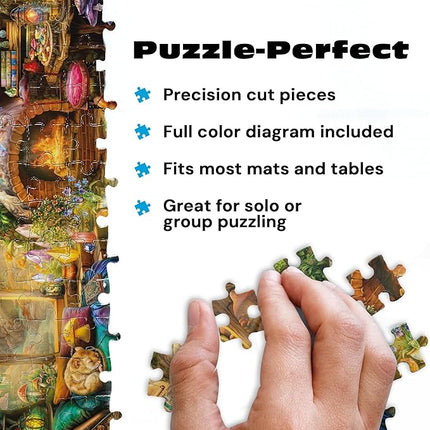 Buffalo Games Jigsaw Puzzles for Adults 1000 Pieces - Aimee Stewart - Merry Mushroom Cottage - Hard Adult Puzzle with Reference Poster, Fun, Unique & Challenging for All Abilities, Large 26.75 x 19.75