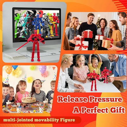 8Inch T13 Action Figure Assembly Completed, T13 Multi-Jointed Movable Robot Action Figure Set,Collectors Desktop Decorations for Game Lovers Toys (Luminous Red)