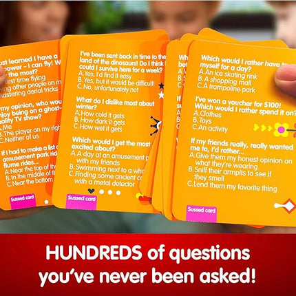 SUSSED The Wacky ‘What Would You Do’ Travel Card Game - Social Fun for Kids and Teens - Fun Boo Basket Stuffer for Families - Ages 7+ - Orange Pack