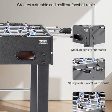 VEVOR Foosball Table 42/48/55 in Foosball Table Indoor Full Size Foosball Tables for Home, Family, and Game Room, Durable Soccer Set, Includes 2/4 Balls, Score Keeper, and 2 Cup Holders