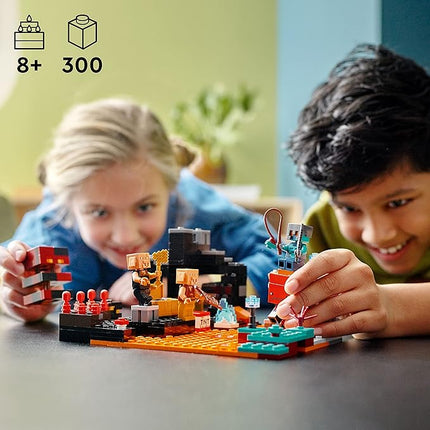 LEGO Minecraft The Nether Bastion Set, 21185 Battle Action Toy with Mob, Piglin Brute & Strider Figures, for Kids, Boys and Girls Age 8 Plus