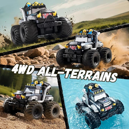 3-in-1 Amphibious Remote Control Car, RC Boat/Water Gun, 2.4GHz All Terrain Waterproof Monster Trucks for Boys Age 4-7 W/2 Batteries 70 min, Birthday Gift Pool Toys for Kids Ages 4-8