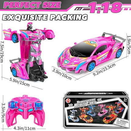 Remote Control Car for Girls, Robot RC Cars - 2 in 1 Racing RC Princess Car Toy One Button Deformation & 360°Drifting for Kids Ages 3 4 5 6 7 8-12 Birthday Gifts