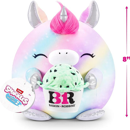 Snackles Series 2 8-inch by ZURU Cuddly Squishy Comfort 8-inch Plush with Licensed Snack Brand Accessory (Unicorn&Baskin-Robbins