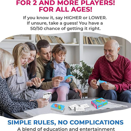 QUOKKA History Board Game for Kids 10-14 Year Olds - Family Card Game for Kids and Adults - Higher or Lower | Guess Fun Questions | Easy to Learn | 2 + Players - Challenge Game for Family Night
