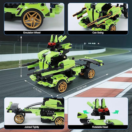 STEM Building Blocks Kit for Kids - 2 in 1 Remote Control Race Car and Robot Toy, Great Gift for Boys, Teens Age 6 7 8-12+ Year Old Who Love Engineering and RC Sports Car Toys