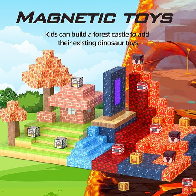 Magnetic Blocks 100Pcs Magnetic Tiles Building Toys Construction Toys STEM Sensory Construction Toys for 3 4 5 6 7 8 Year Old Boys & Girls, Creative Kids Games Kids Toy