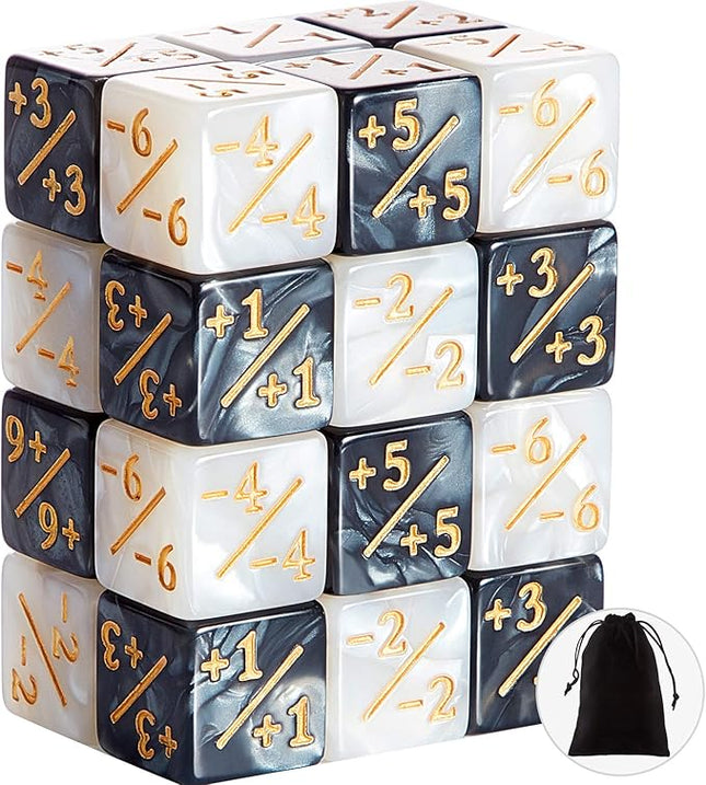 Sumind 24 Pcs Counter Dice -1/+1 Counters Buff Tokens 6 Sided Dice Gifts Compatible with MTG CCG TCG Cards Gaming Accessory (Charming Style)