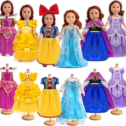 18 inch Doll Clothes and Accessories, Pricess Costumes Dress, 6 Pieces, 18 inch