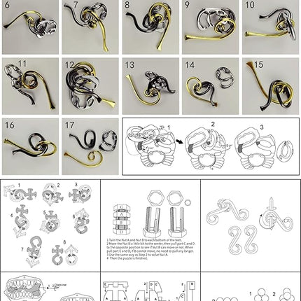 8 Pieces IQ Logic Training Brain Teaser Puzzles for Adults and Kids Family Games Party Favor Coffee Time Challenging Assembly and Disassembly Desk Toys