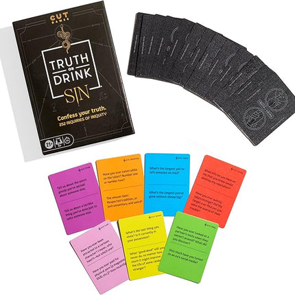 Truth or Drink: Sin Edition Adult Party Game by Cut | 250+ Questions Inspired by 7 Deadly Sins | Ages 21+ | 2+ Players | 30 Mins. | Stand-Alone or Expansion
