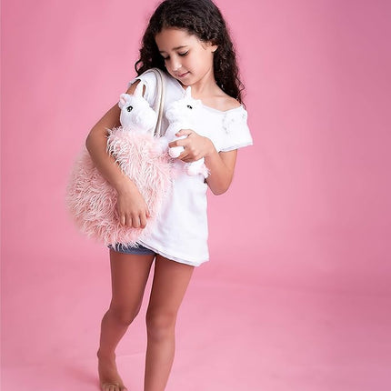 Perfectto Design Unicorn Toy for Girls Age 3-10. 4 PCS Set - Mommy and Baby Stuffed Animals, Bag and a Doll Blanket. Unicorn Gift for 3-8 Year Old Birthdays and Christmas.