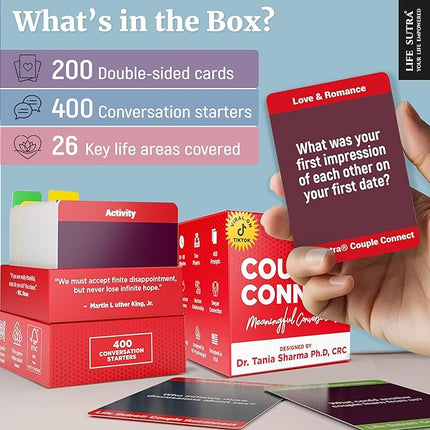 Couple Conversation Games & 400 Activities for Adults, Fun Board Card Game for Adult Couples in Relationship - Birthdays, Wedding, Bridal Shower, Wife Husband Gift, 2 Players Date Night Ideas Gifts
