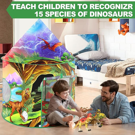 Play Tent for Kids Pretend Playhouse Indoor Outdoor Games Party Children Pop Up Foldable Tent Birthday Toy for Boys Girls Toddler Baby Playroom Gift, Wild Dinosaur Themed