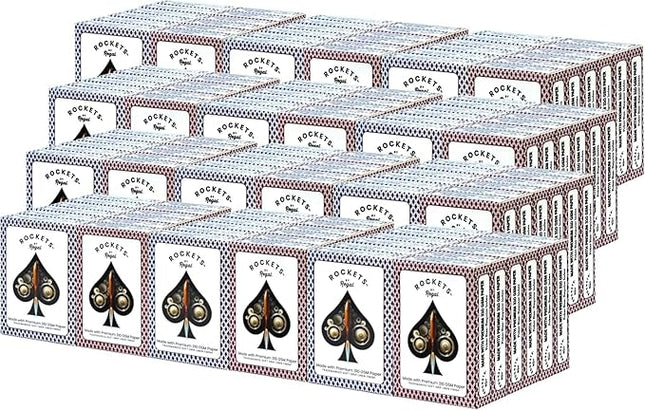 Regal Games [144 Decks] Rockets Bulk Playing Cards Set for Adults & Professionals - 310 GSM Linen Finish - Poker Cards for Blackjack, Euchre, Canasta - Casino Grade, Travel & Game Night Cards