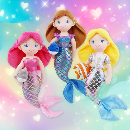 June Garden Atlantic Wonders Series - Mermaid Princess Thalassa Seabreeze - 16" Soft Plush Stuffed Mermaid Doll Gift for Toddler Girls
