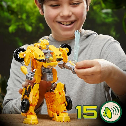 Transformers Toys Rise of The Beasts Movie, Beast-Mode Bumblebee Converting Toy with Lights and Sounds, Ages 6 and up, 10-inch