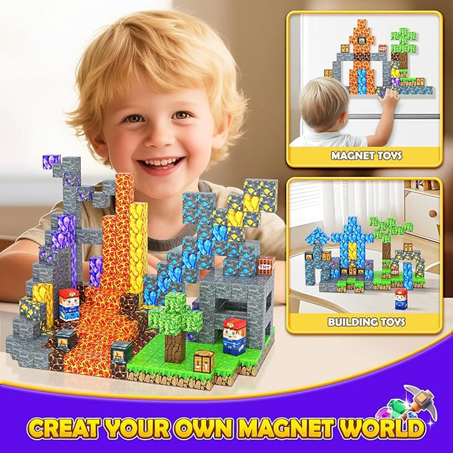 Magnetic Blocks 100PCS Kids Toys Magnetic Building Blocks Sensory Stem Boys Toys Ages 3-5 4-6 5-7 Classroom Must Haves 3 4 5 6 7 8 9 10 Year Old Boy Birthday Gifts