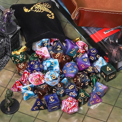 CiaraQ Polyhedral Dice Set - DND Role Playing Dice for Dungeons and Dragons RPG Table Games, Multi-Color, 42pcs