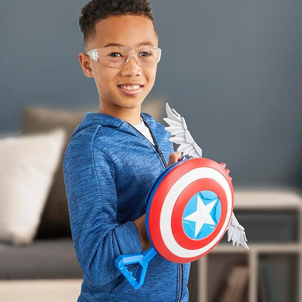 Marvel Studios Captain America Brave New World NERF Skyshot Blaster, Shield Roleplay Toy, Super Hero Toys for Kids 5 and Up
