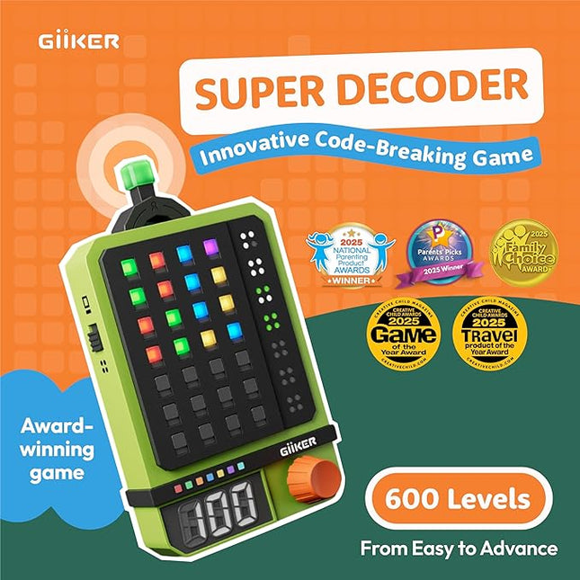 GiiKER Super Decoder, 600-Level Code-Breaking Puzzle Game for 1-2 Players, Handheld Games for Kids and Adults, Birthday Gift for Boys and Girls, Travel Games for Road Trip