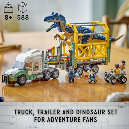 LEGO Jurassic World Dinosaur Missions: Allosaurus Transport Truck Toy, Fun Gift Idea for Kids with Kenji, Darius and Yaz Minifigures, Jurassic World Dinosaur Toy for Boys and Girls Ages 8 and Up 76966
