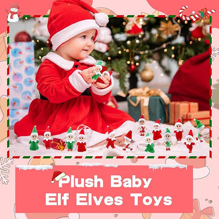 12 Pcs Christmas Baby Dolls Mini Elf Dolls Xmas Twins Dolls Craft Cute Tiny Christmas Elves for Christmas Decoration Stocking Stuffers Kids Toys Party Gift