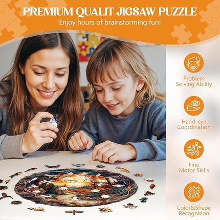 Wooden Puzzles for Adults, Wooden Jigsaw Puzzles for Adults Kids, 3D Winding Road Unique Shaped Wood Puzzles Adult, Creative Birthday Gifts for Friends Family Game (13.4 * 13.4in 300pcs)