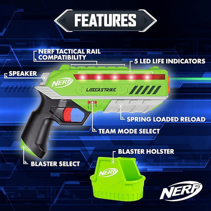 Nerf Laser Strike 2 Player Laser Tag Game Pack Complete with 2 300ft Range Blasters & 2 Holsters - Indoor or Outdoor Play Arcade Games, Toys for Kids & Family