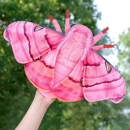 Head Hawkmoth Plush, Simulation Hawkmoth Stuffed Animals -10 inches, Moth Plushie Model Collction, for Moth Lovers, Kids, Pink, S