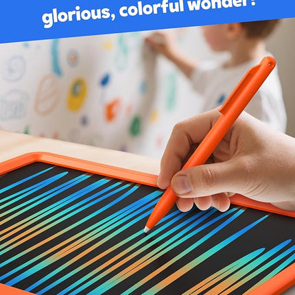 TEKFUN LCD Writing Tablet Doodle Board, 12inch Colorful Drawing Tablet Writing Pad, Kids Travel Essentials, Toddler Toys 5 6 7 8 Year Old Girls Boys (Orange)