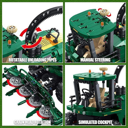 Technic Tractor Building Block Set,Farm Truck & Harvester Building Toys with Moveable Grain Head,Stem Construction Vehicles Model,Birthday Gift for Adults Boys Age 8-12(1162Pcs)