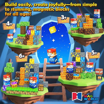 Magnetic Blocks Travel Toys with Metal Tin Travel Essentials STEM Learning Outdoor Building Kids Toddler Toys & Birthday Gifts for Boys Girls Ages 3+