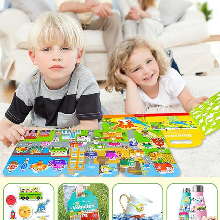 Reusable Sticker Book for Toddlers 2-4 Years, Stickers for Kids, Toddler Sticker Book Ages 1-3, Toddler Craft Activities, Toddlers Travel Toys Ages 2+ Boy Girl Birthday Gifts