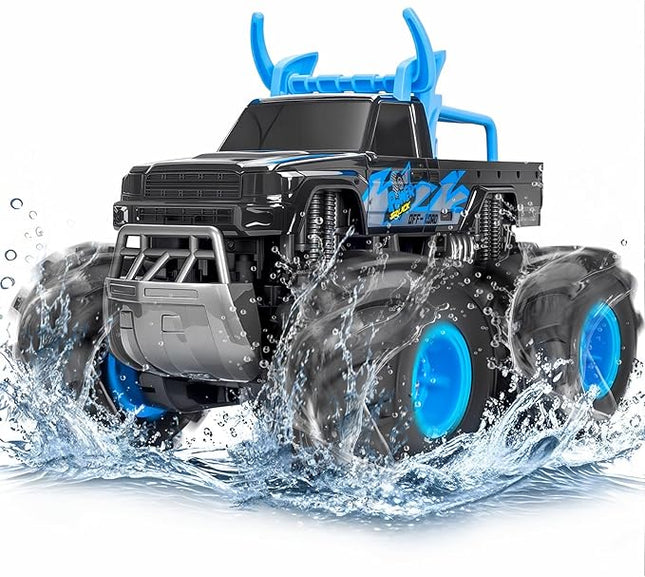BainGesk Waterproof Remote Control Monster Truck Toys, 1:16 RC Car, 2.4GHz 4WD All Terrain Car Toys with 2 Rechargeable Batteries, Off-Road Truck Gifts for 6, 7, 8, 9, 10, 11, 12 Year Old Boys