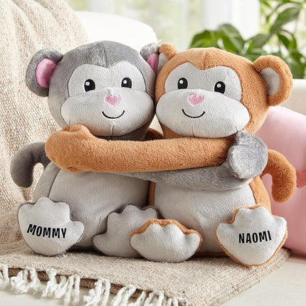 Let's Make Memories Personalized Hugging Plush Monkeys - for Birthday - Monkey Stuffed Animal for Kids - for Boy - for Girl